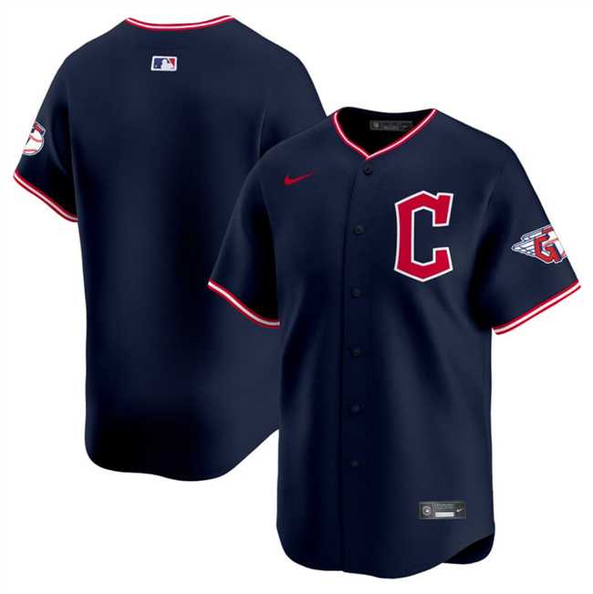 Men%27s Cleveland Guardians Blank Navy 2025 Alternate Limited Stitched Jersey Dzhi